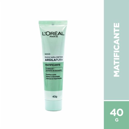 MÁSCARA FACIAL L'ORÉAL ARGILA PURA DETOX MATIFICANTE 40G
