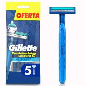 KIT APARELHO DE BARBEAR GILLETTE PRESTOBARBA 2 ULTRAGRIP 5 UNIDADES