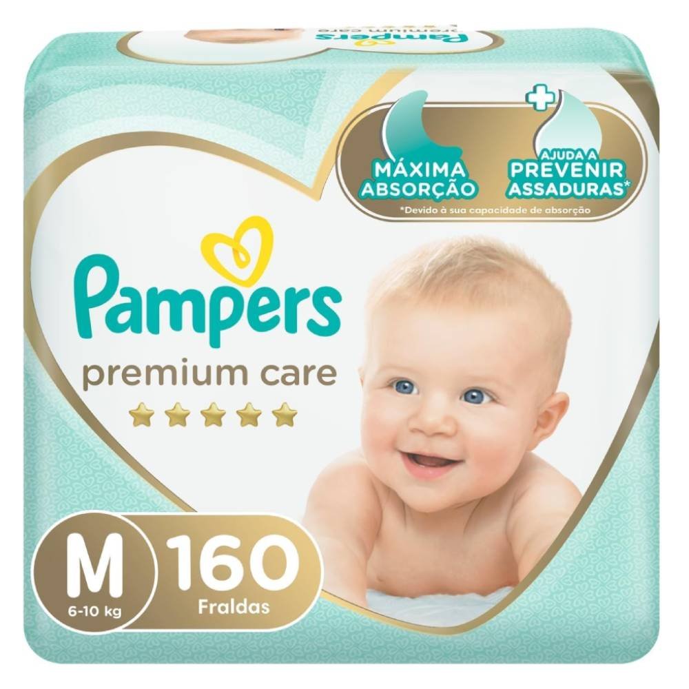 Fralda Pampers Premium Care M 160 Unidades