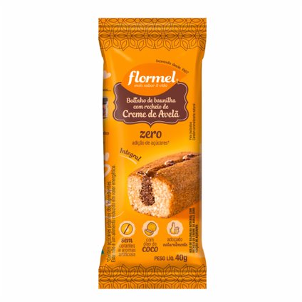 BOLINHO ZERO FLORMEL BAUNILHA E AVELÃ 40G