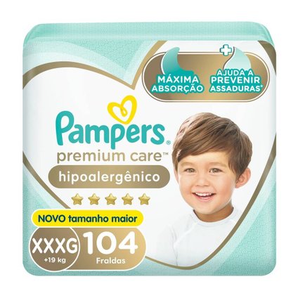 FRALDA PAMPERS PREMIUM CARE XXXG 104 UNIDADES