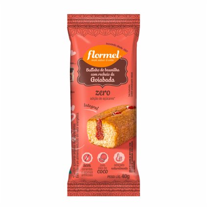 BOLINHO ZERO FLORMEL BAUNILHA E GOIABADA 40G