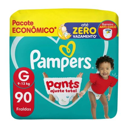 FRALDA PAMPERS PANTS AJUSTE TOTAL G 90 UNIDADES