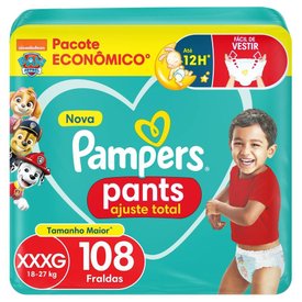 FRALDA PAMPERS PANTS AJUSTE TOTAL XXXG 108 UNIDADES