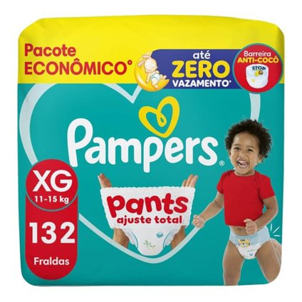 FRALDA PAMPERS PANTS AJUSTE TOTAL XG 132 UNIDADES