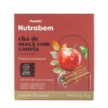 CHÁ DE MAÇÃ COM CANELA PANVEL NUTRABEM 15G 10 SACHÊS