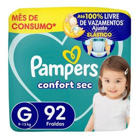 FRALDA PAMPERS CONFORT SEC MAX G 92 UNIDADES