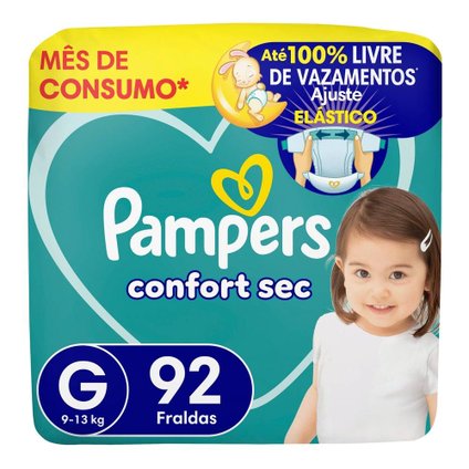 FRALDA PAMPERS CONFORT SEC MAX G 92 UNIDADES