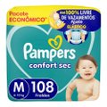 FRALDA PAMPERS CONFORT SEC MAX M 108 UNIDADES