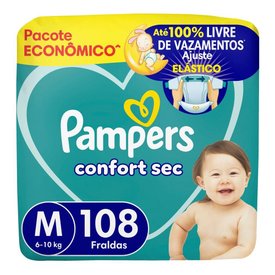 FRALDA PAMPERS CONFORT SEC MAX M 108 UNIDADES