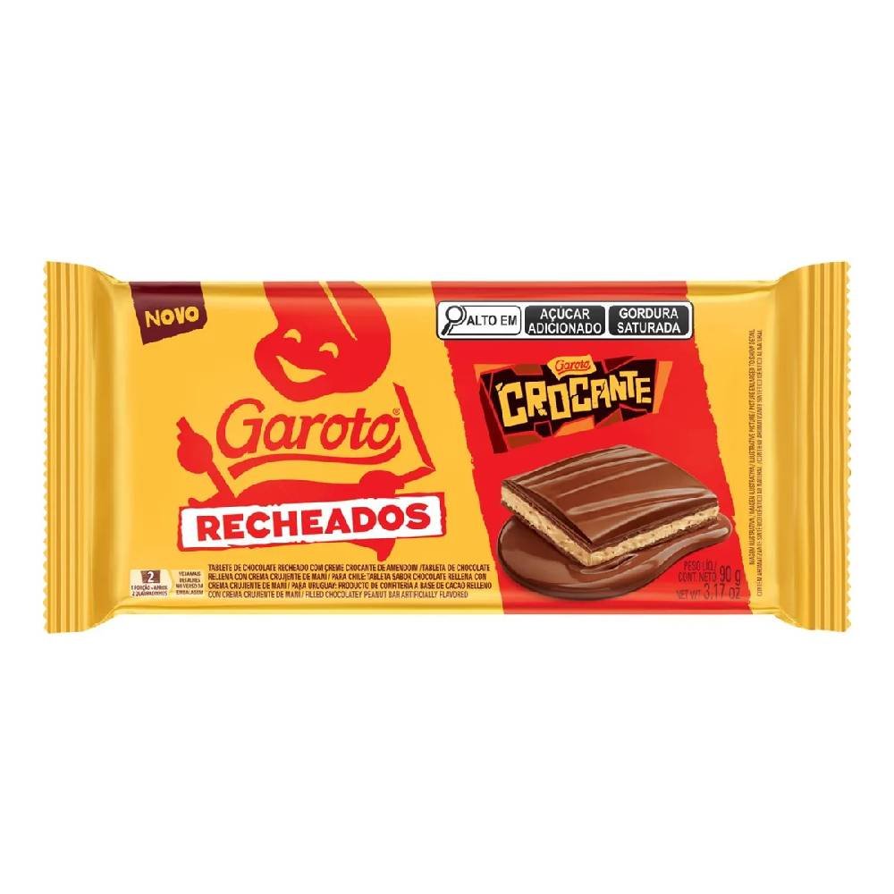 Chocolate Em Barra Garoto Recheados Crocante 90g