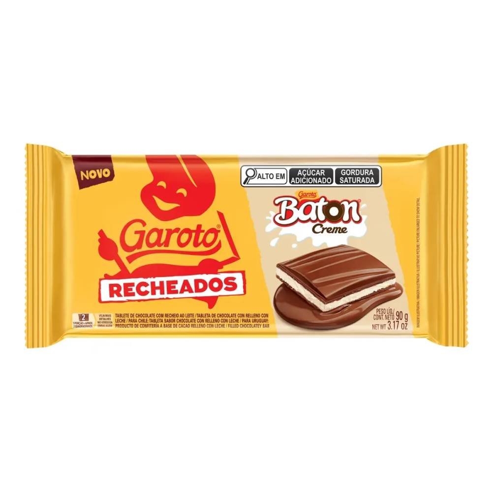 Chocolate Em Barra Garoto Recheados Baton Creme 90g