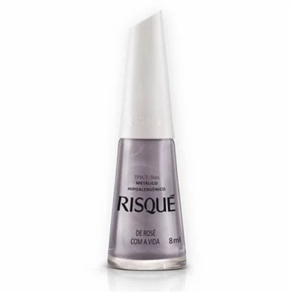 ESMALTE RISQUE EFEITO METALICO ROSE COM A VIDA
