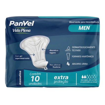 ABSORVENTE PROTETOR MASCULINO PANVEL VIDA PLENA 10 UNIDADES