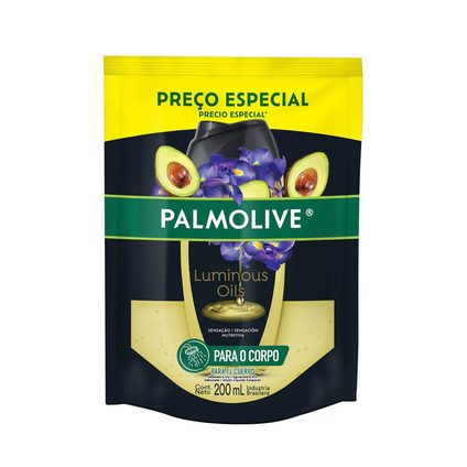 SABONETE LÍQUIDO CORPORAL PALMOLIVE LUMINOUS OILS ABACATE E IRIS REFIL 200ML