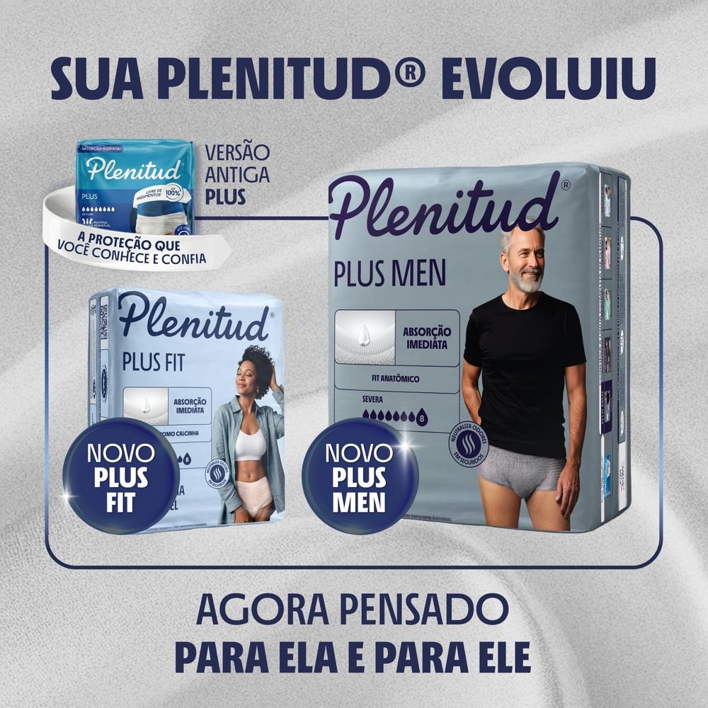 Roupa Íntima Plenitud Plus Men Absorção Imediata P/m 16 Unidades