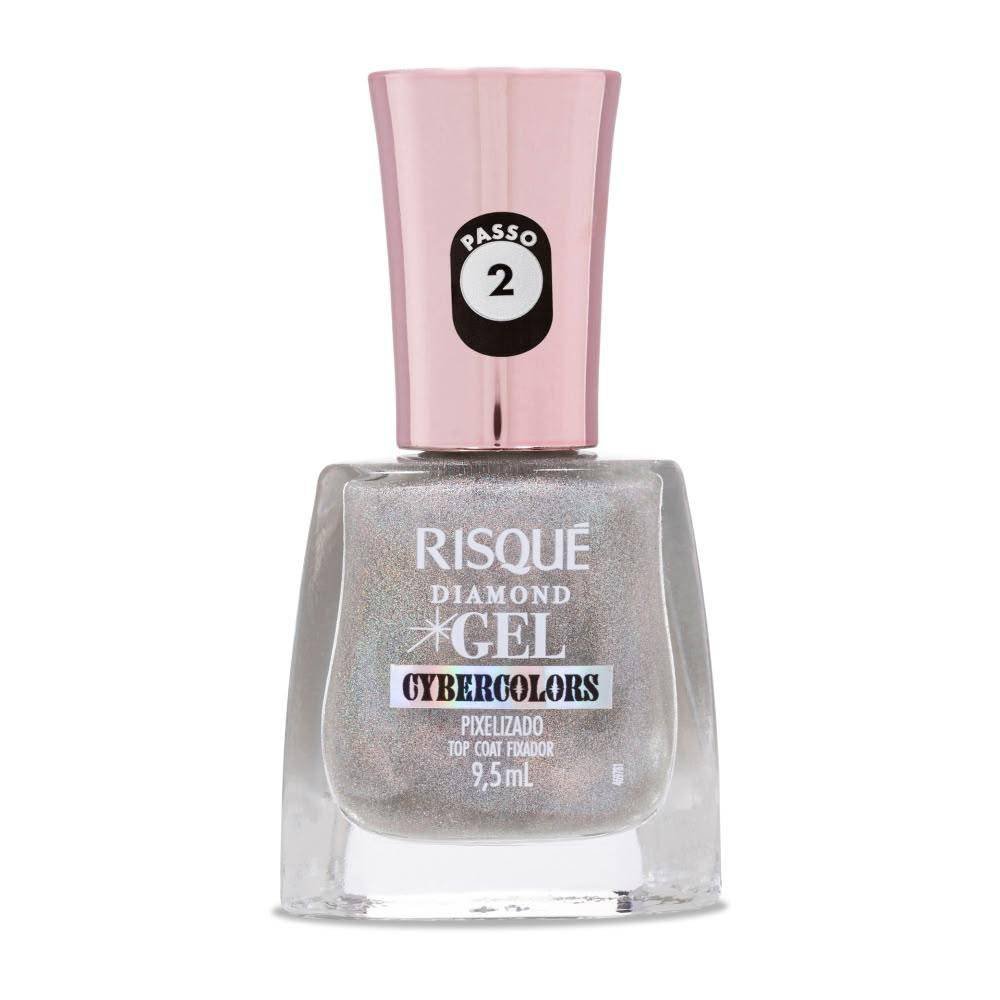 Esmalte Top Coat Risqué Diamond Gel Cybercolors Pixelizado 9,5ml