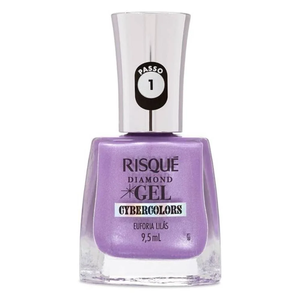 Esmalte Risqué Diamond Gel Cybercolors Metálico Euforia Lilás 9,5ml