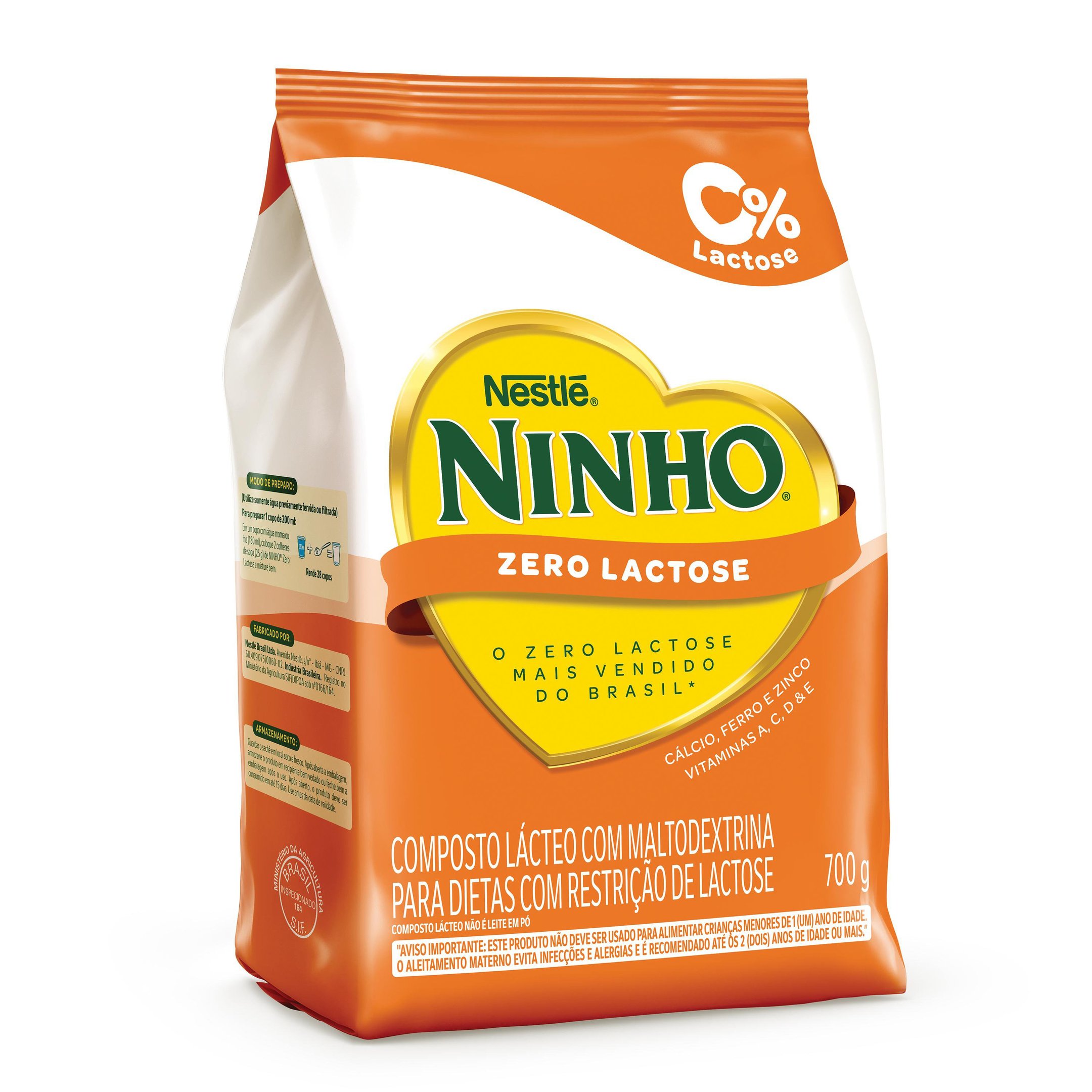 Composto Lácteo Ninho Zero Lactose Refil 700g