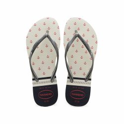 Sandalia Havaianas Slim Nautical Branca E Grafite 33/34
