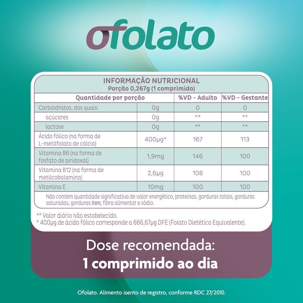 Farmacia Unimed Marilia - Ofolato 82,5mg Suplemento Vitaminico 30  Comprimidos