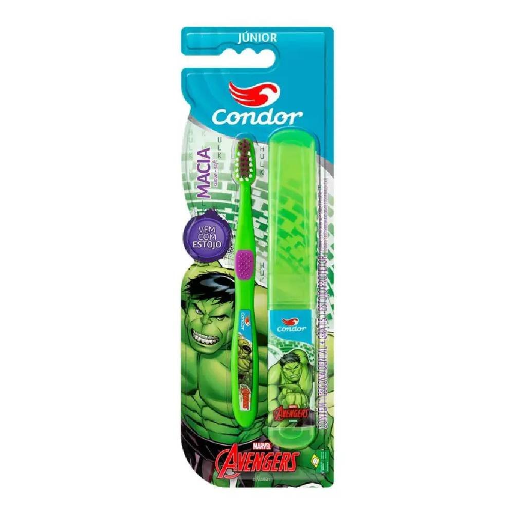 Escova Dental Infantil Condor Avengers + Estojo 1 Unidade