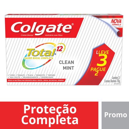 CREME DENTAL COLGATE TOTAL 12 CLEAN MINT 70G PROMO LEVE 3 PAGUE 2
