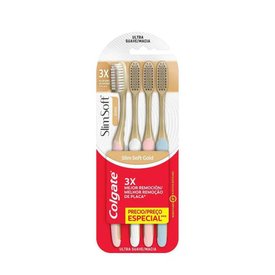 KIT ESCOVA DENTAL COLGATE SLIM SOFT GOLD 4 UNIDADES