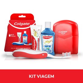 KIT VIAGEM COLGATE CREME DENTAL + ESCOVA DENTAL RETRATIL + ENXAGUATORIO 60ML