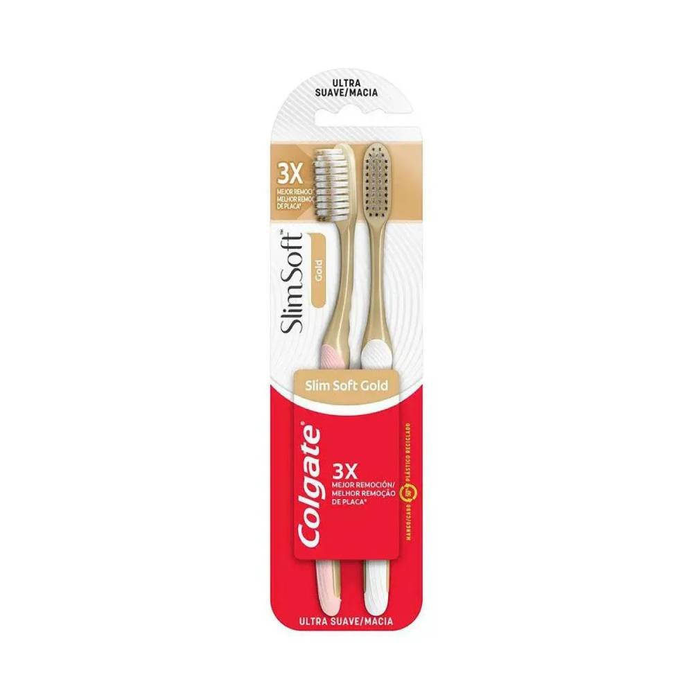 Kit Escova Dental Colgate Slim Soft Gold 2 Unidades