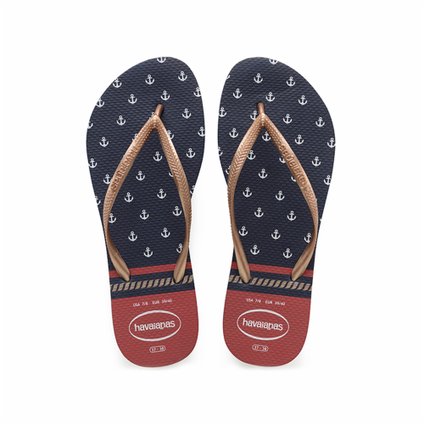 SANDALIA HAVAIANAS SLIM NAUTICAL MARINHO E VERMELHO 35/36