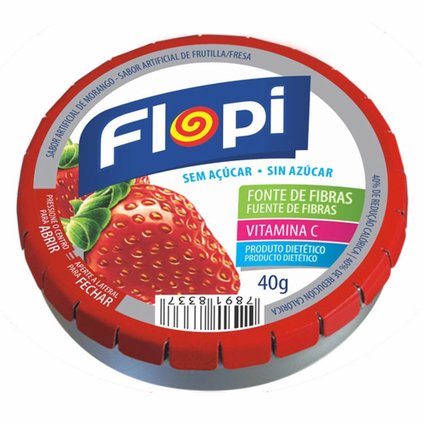 BALAS FLOPI SEM AÇÚCAR MORANGO 40G
