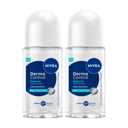 KIT DESODORANTE ROLL-ON NIVEA DERMA CONTROL DEFENDE 2 UNIDADES 50ML CADA