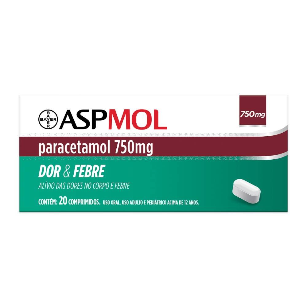 Aspmol Paracetamol 750mg 20 Comprimidos