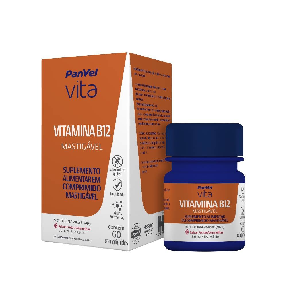 Vitamina B12 Mastigavel Sabor Frutas Vermelhas Panvel Vita 60 Cp