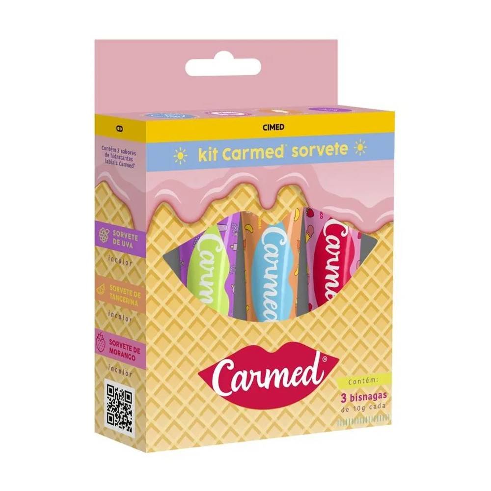 Kit Hidratante Labial Carmed Sorvete 3 Unidades 10g Cada