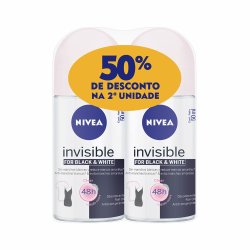 Kit Desodorante Nivea Roll Black White Feminino - 50% Na Segunda Unidade