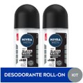 KIT DESODORANTE NIVEA ROLL BLACK WHITE MASCULINO - 50% NA SEGUNDA UNIDADE