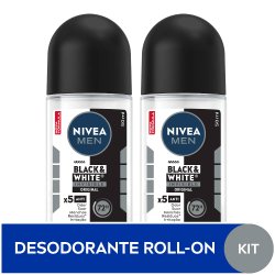 Kit Desodorante Nivea Roll Black White Masculino - 50% Na Segunda Unidade