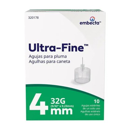 AGULHA PARA CANETA BD ULTRA-FINE 4MM 10 UNIDADES