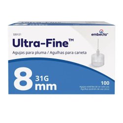 Agulha Para Caneta Bd Ultra-fine 8mm 100 Unidades