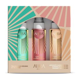 KIT BODY SPLASH AURA BEAUTY TRILOGIA DAS DEUSAS 3 UNIDADES 60ML CADA