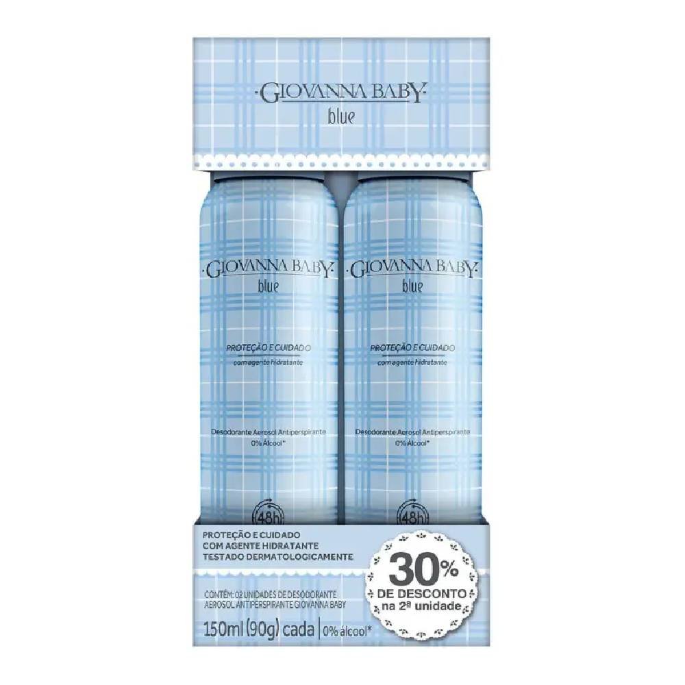 Kit Desodorante Aerosol Giovanna Baby Blue 2 Unidades 150ml Cada