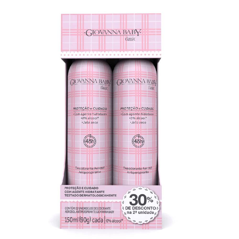 Kit Desodorante Aerosol Giovanna Baby Classic 2 Unidades 150ml Cada