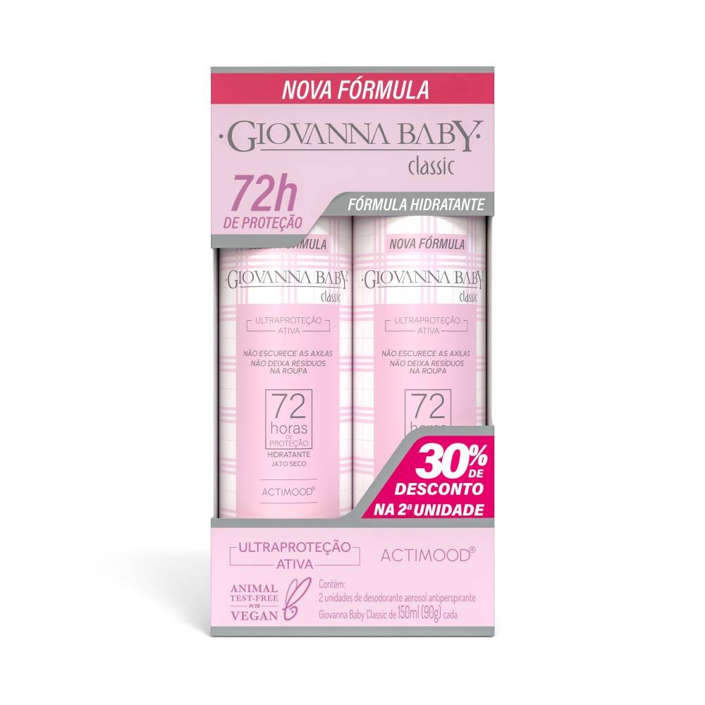 Kit Desodorante Aerosol Giovanna Baby Classic 2 Unidades 150ml Cada