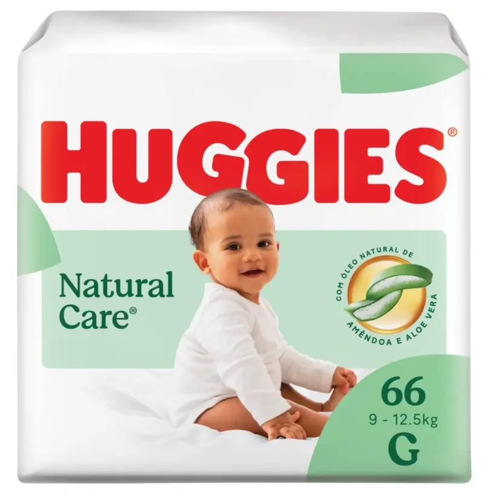 Fralda Huggies Natural Care G 66 Unidades