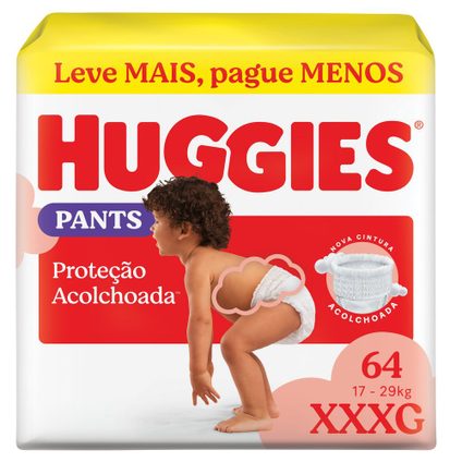 FRALDA HUGGIES  PROTEÇÃO ACOLCHOADA PANTS MAX XXXG 64 UNIDADES