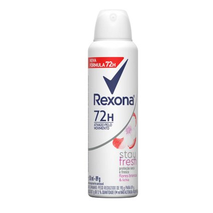 DESODORANTE AEROSOL REXONA STAY FRESH FLORES BRANCAS  LICHIA 150ML