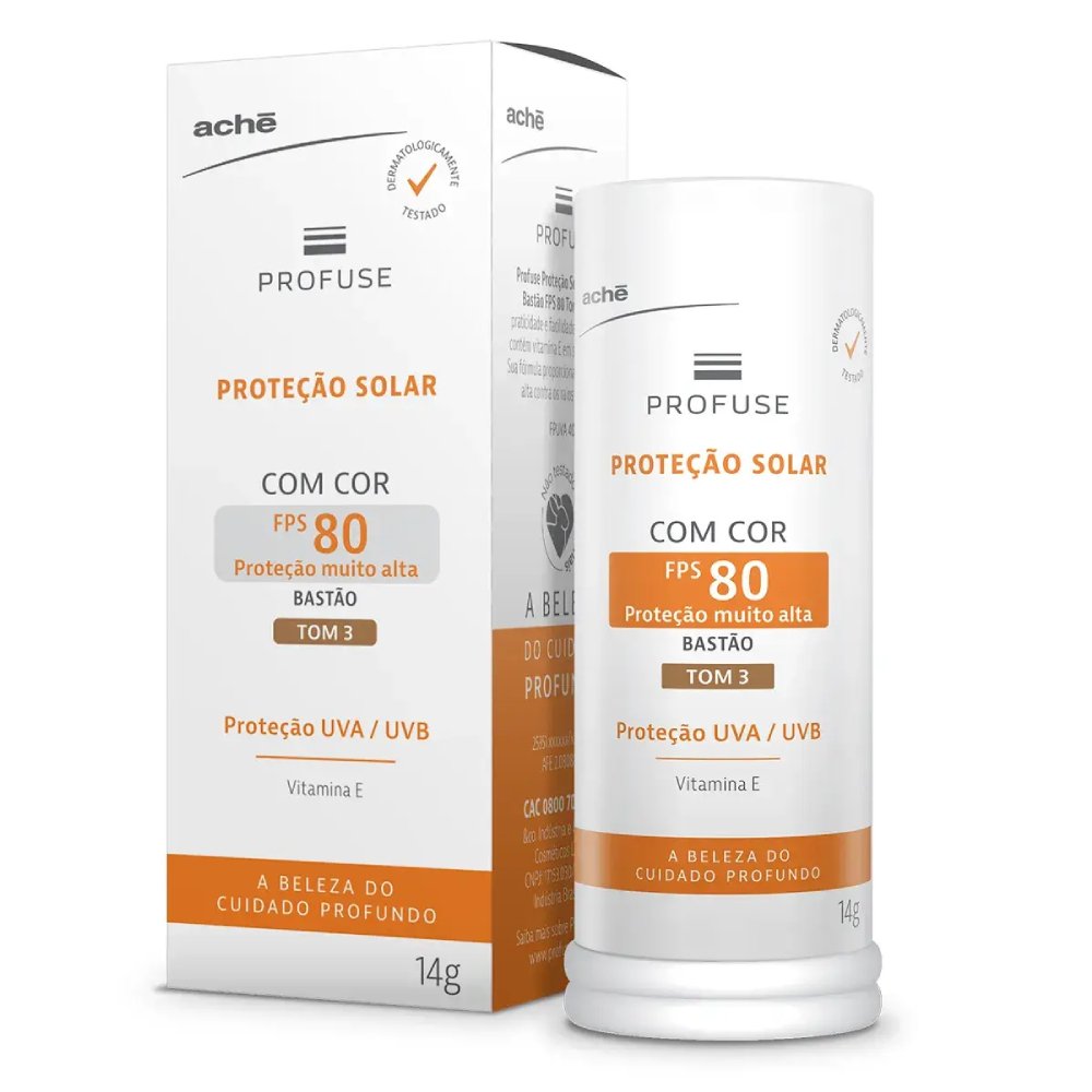 Protetor Solar Facial Stick Profuse Tom 3 Fps80 14g