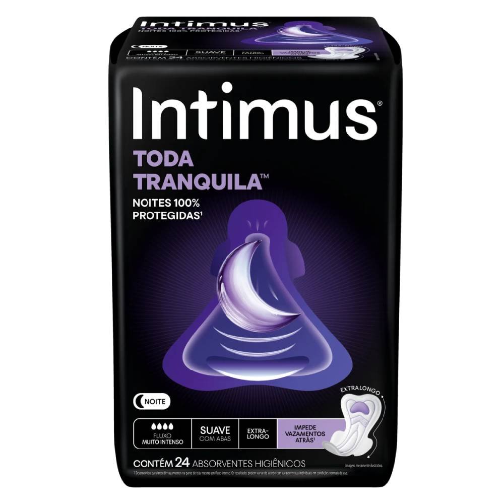 Absorvente Intimus Toda Tranquila Suave Com Abas Extra Longo 24 Unidades
